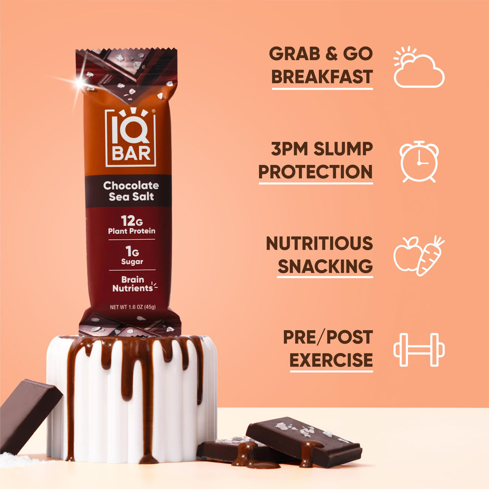 IQBAR meal replacement setup demonstrates convenient daytime fueling.