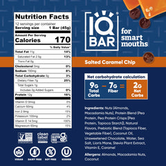 IQBAR Salted Caramel Chip bar close-up reveals creamy texture