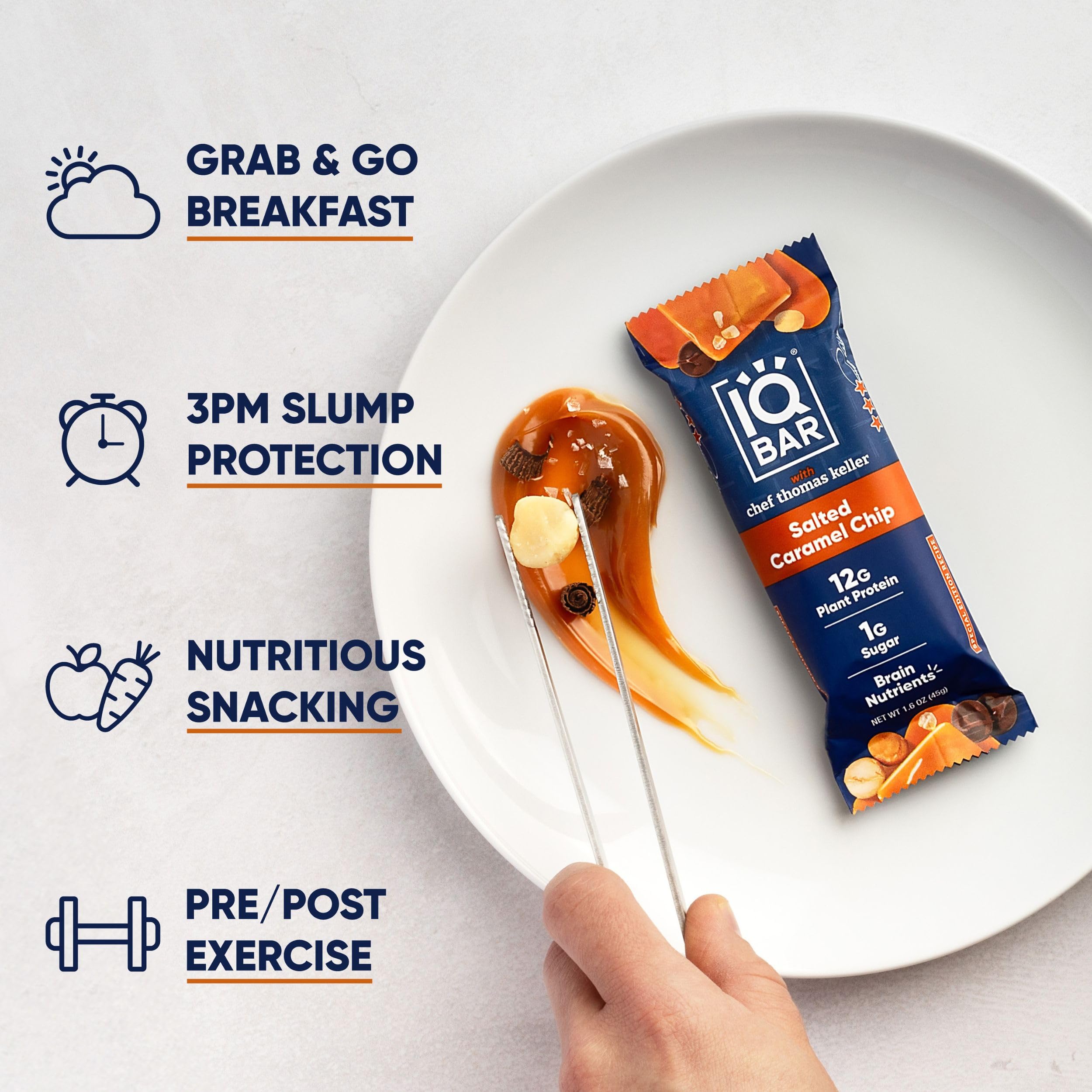 IQBAR bar shown with dairy-free and gluten-free badges