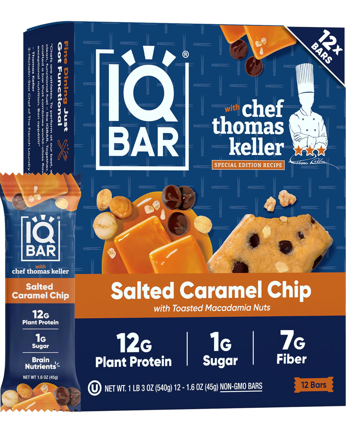 IQBAR Salted Caramel Chip bar pack for keto-friendly snacking