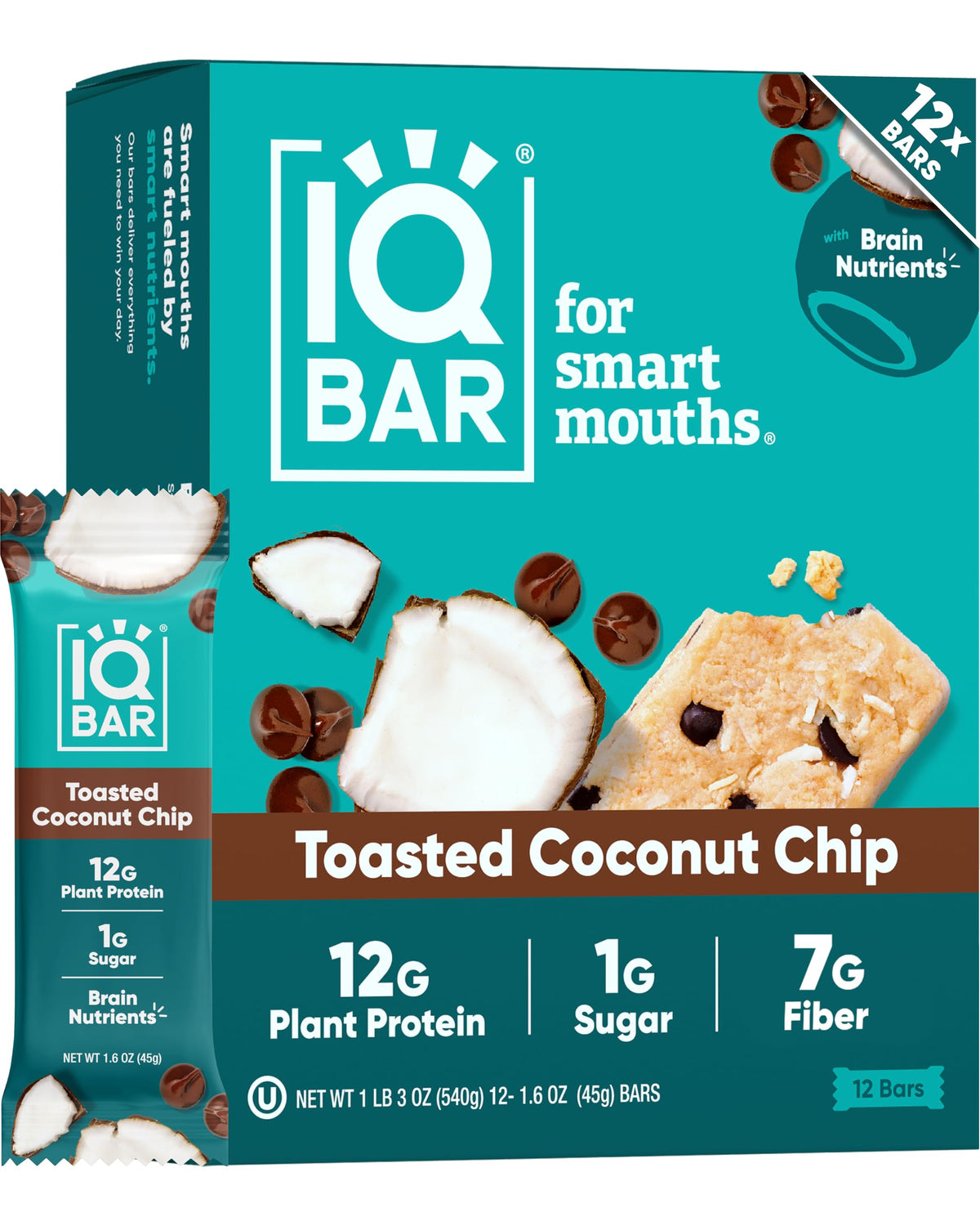IQBAR Toasted Coconut Chip bar pack for quick keto-friendly energy on the go