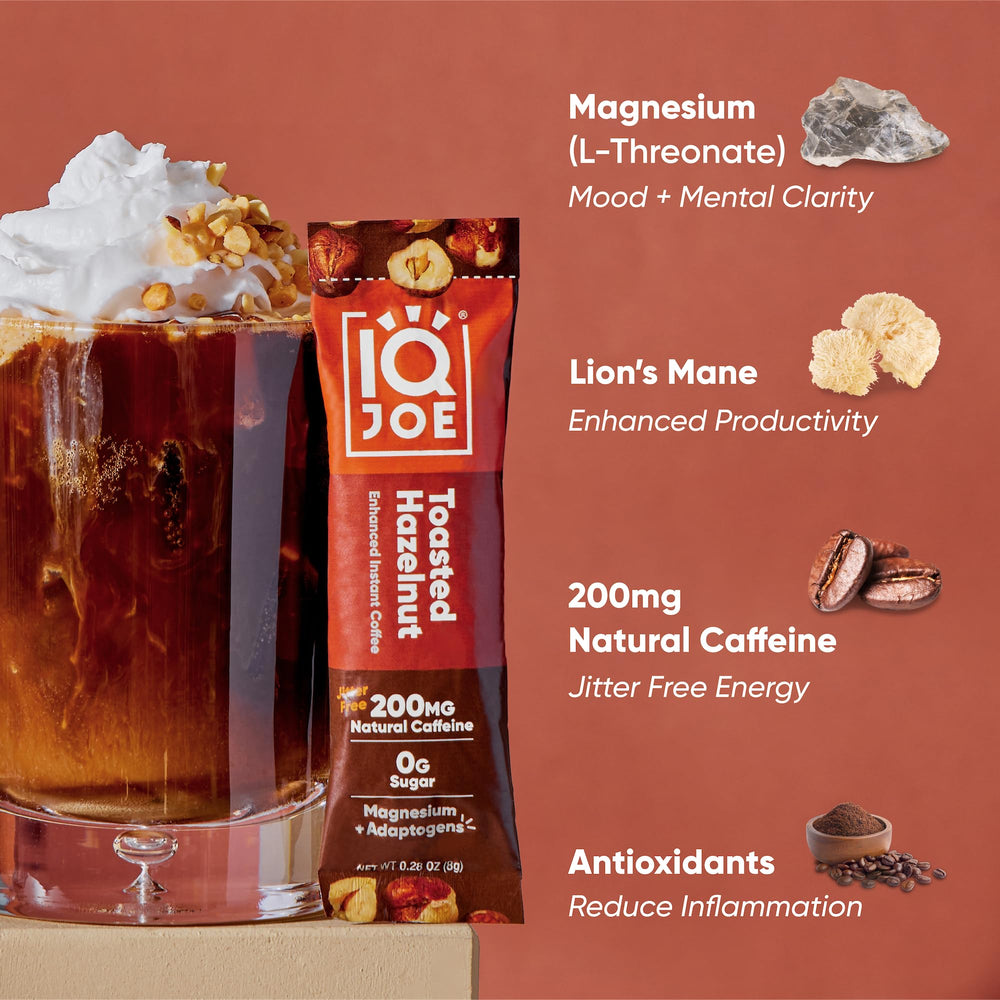 IQJOE Mushroom Coffee Magtein magnesium single-serve for calm focus