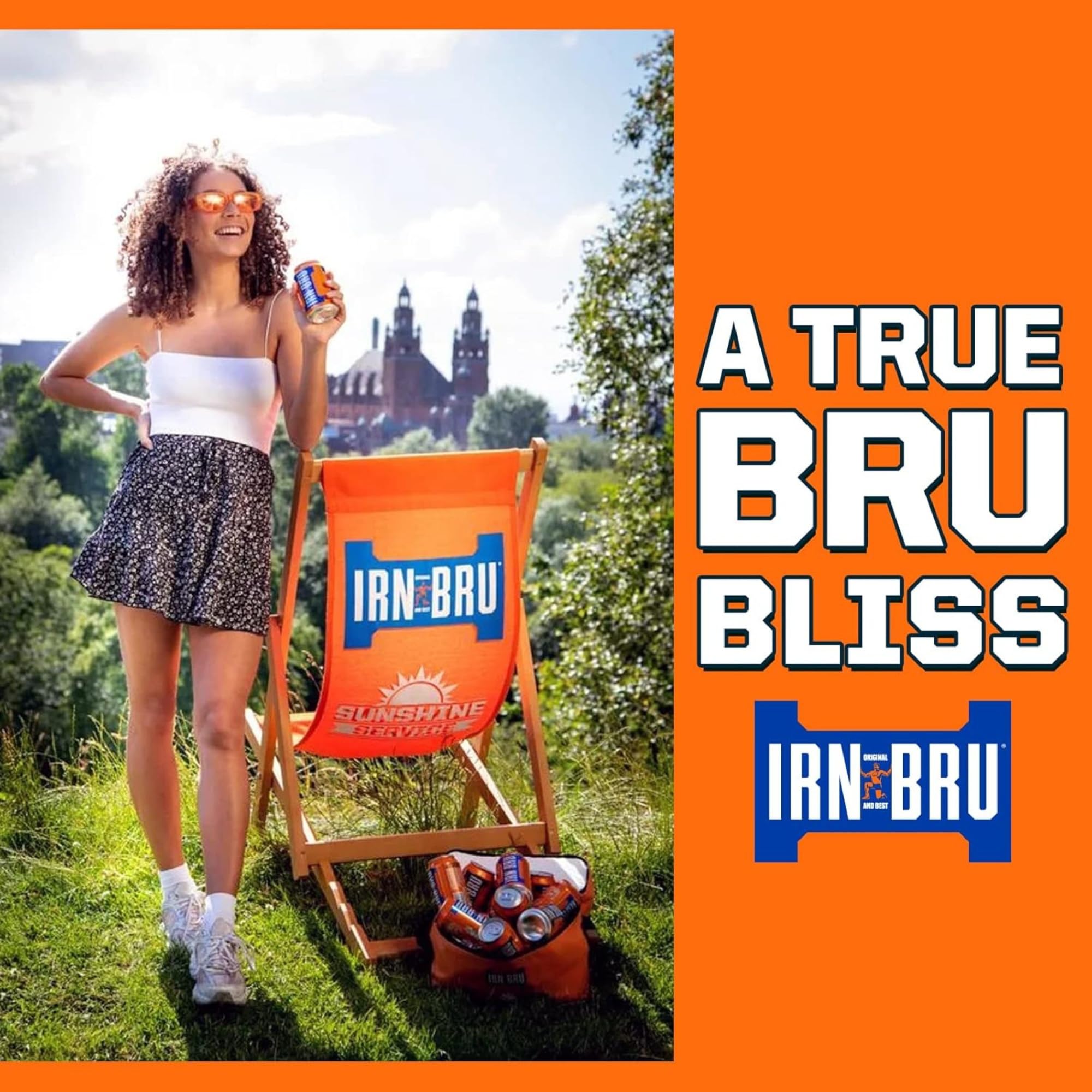 Visible fizz and bubbles in IRN-BRU Original, lively texture.