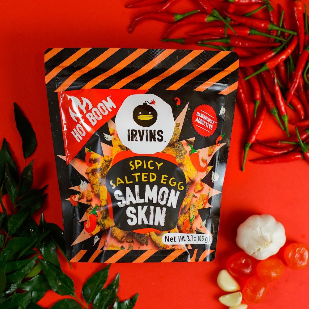IRVINS salmon skin chips offer keto-friendly, high-protein snacking with Omega-3.