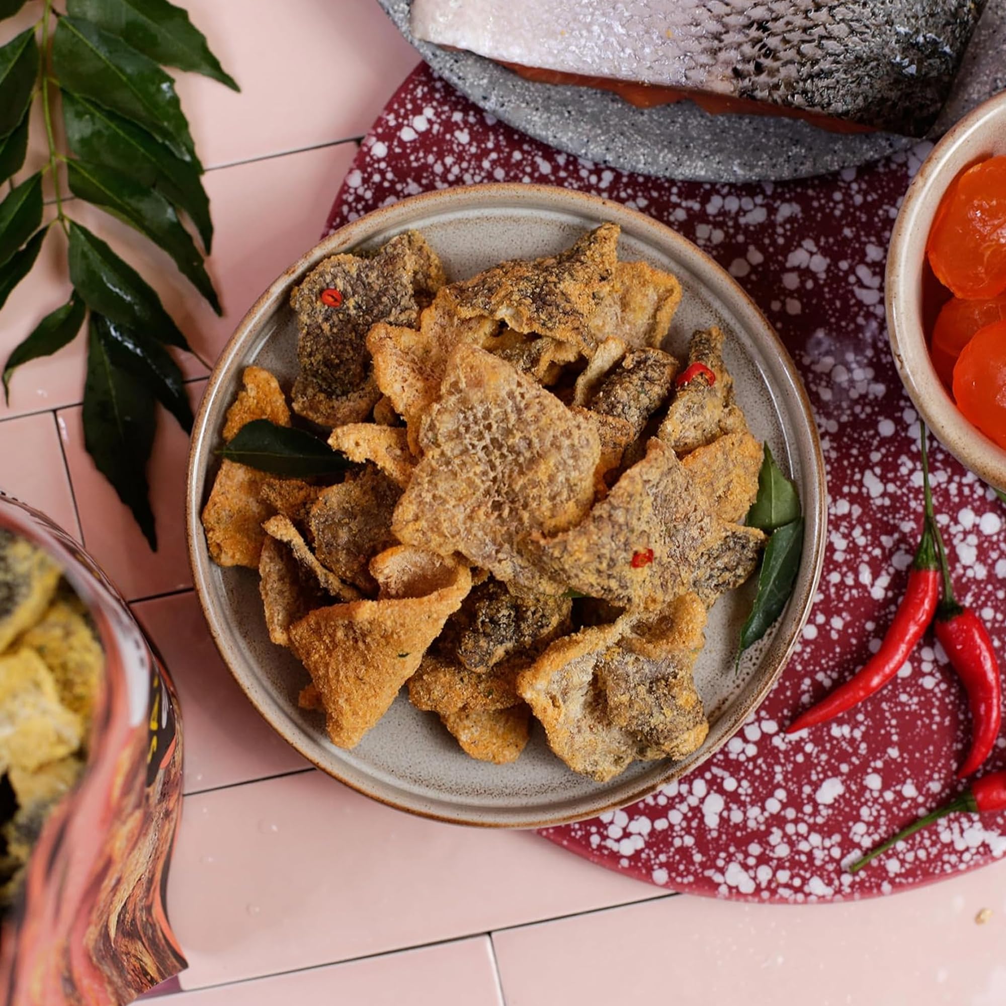 IRVINS Salted Egg Salmon Skin Crisps portable for busy days.