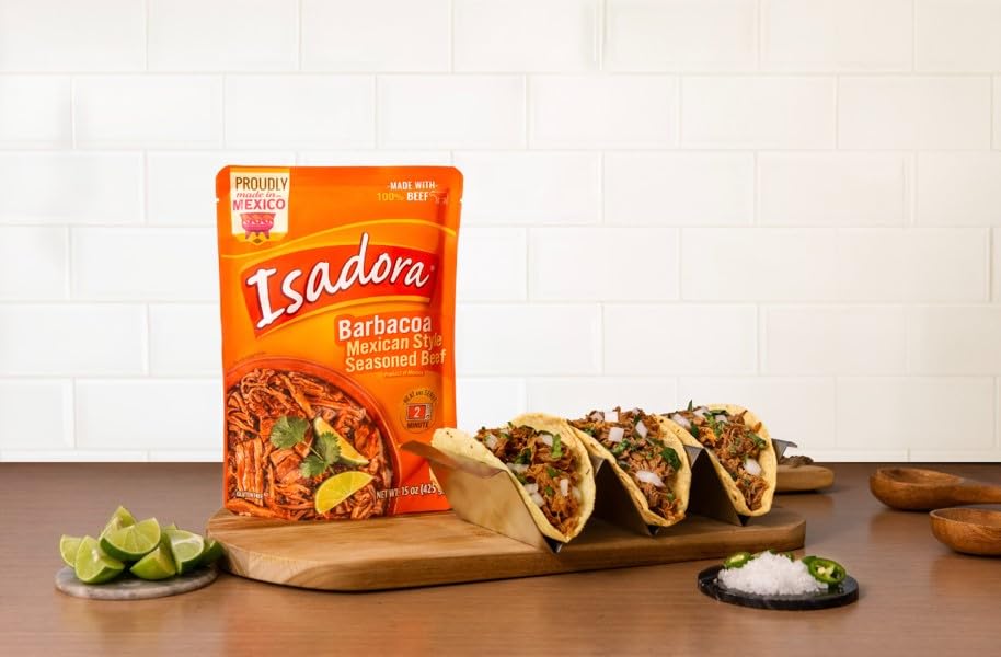 Isadora Barbacoa ready-to-eat meal served with sides for lunch.