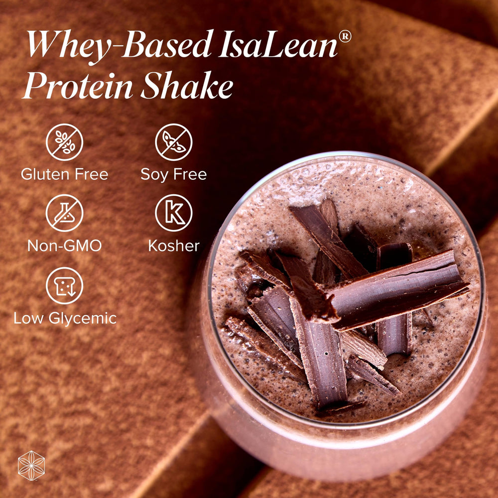 Isagenix IsaLean shake label highlights 24 vitamins and minerals for daily wellness.