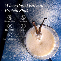 Isagenix IsaLean Protein Shake glass with French Vanilla illustrates a delicious on‑the‑go breakfast option