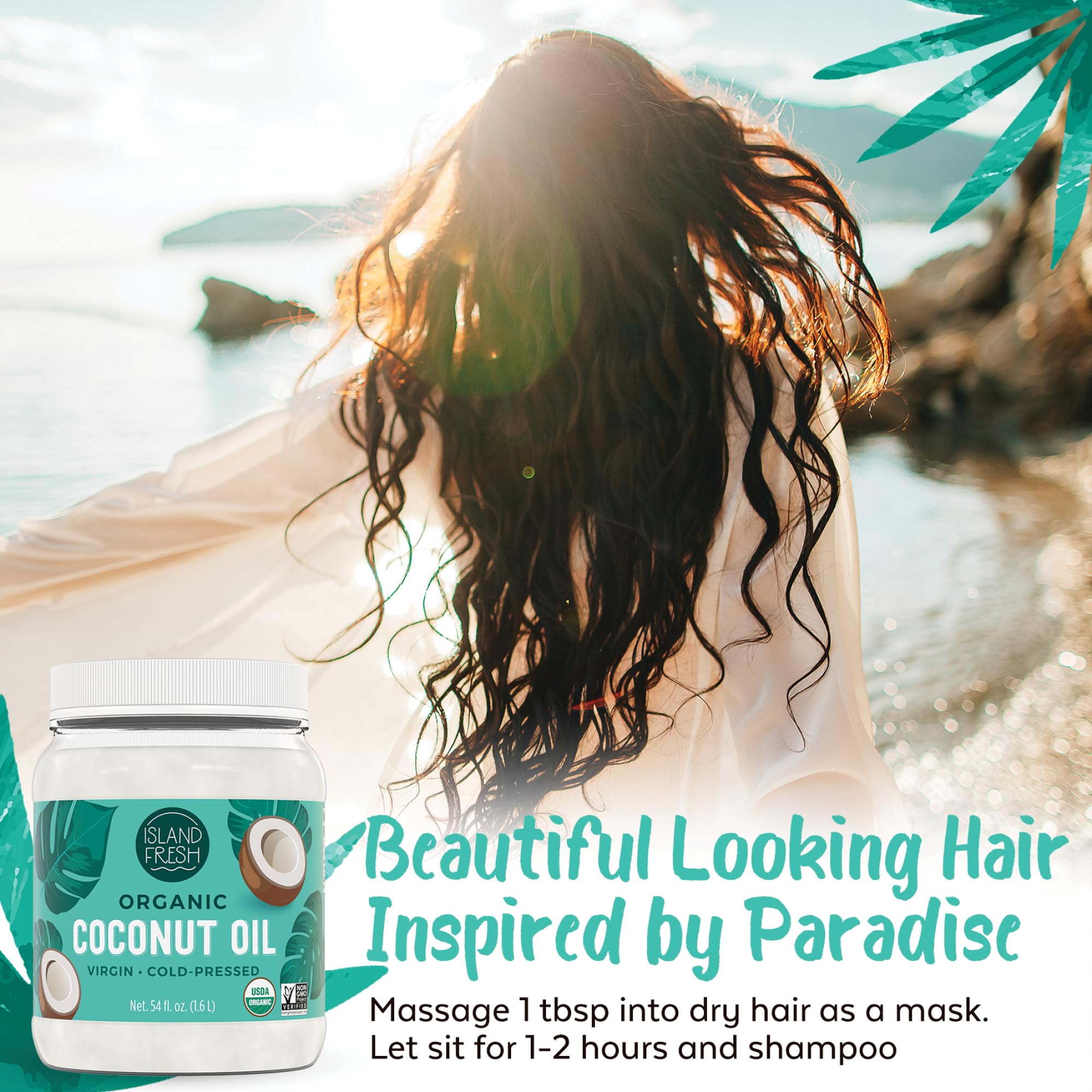 Island Fresh coconut oil used in cooking, adding tropical flavor to dishes.