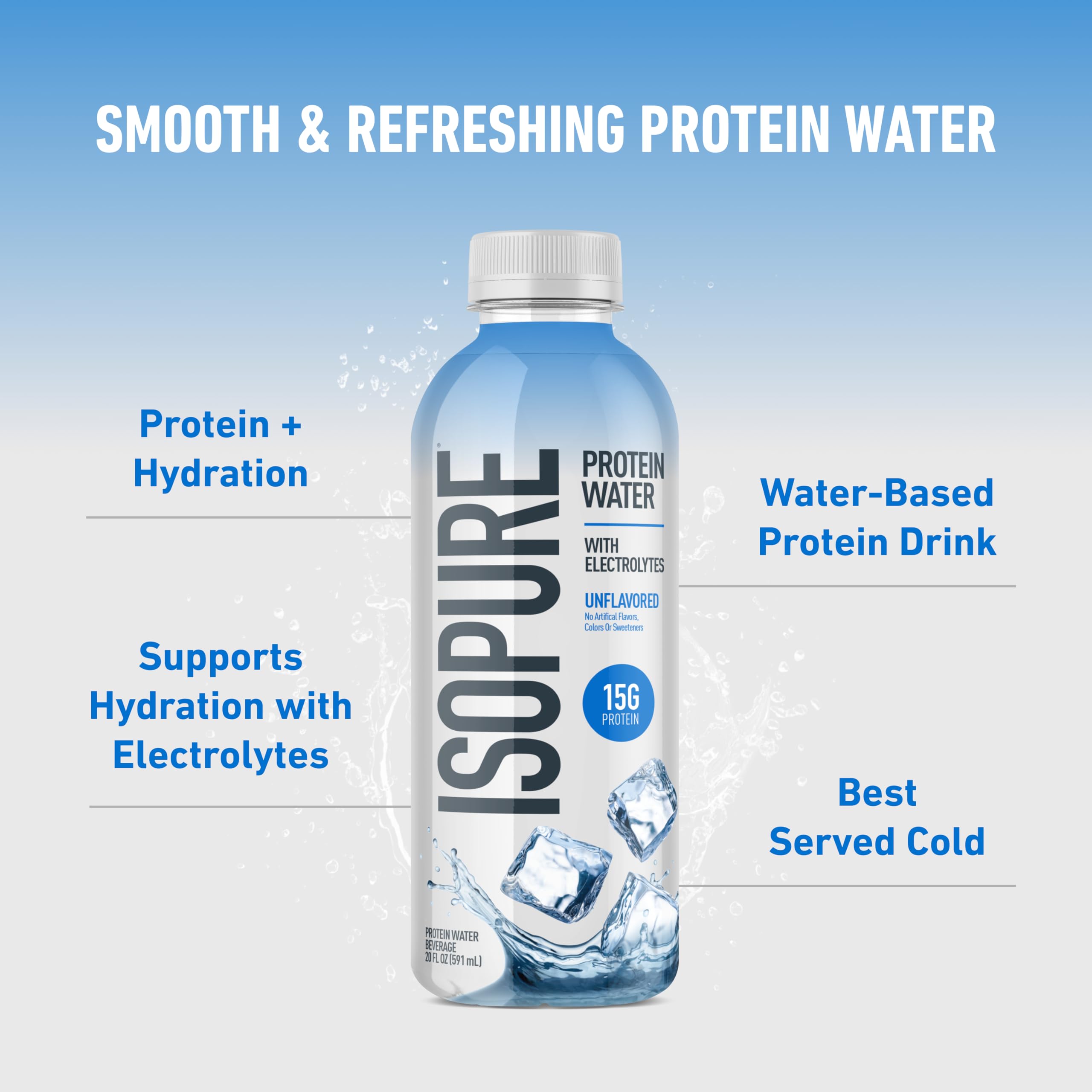 Isopure Clear Protein Water electrolytes — supports hydration during workouts and daily activity