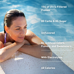 Isopure Clear Protein Water no-sugar — zero sugar, 60 calories per bottle