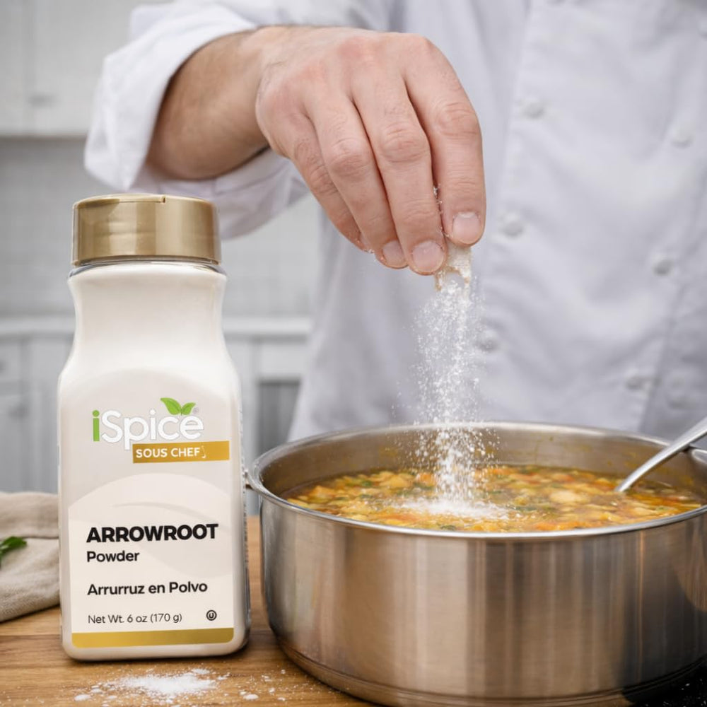 iSpice Arrowroot Powder 6oz package on kitchen counter
