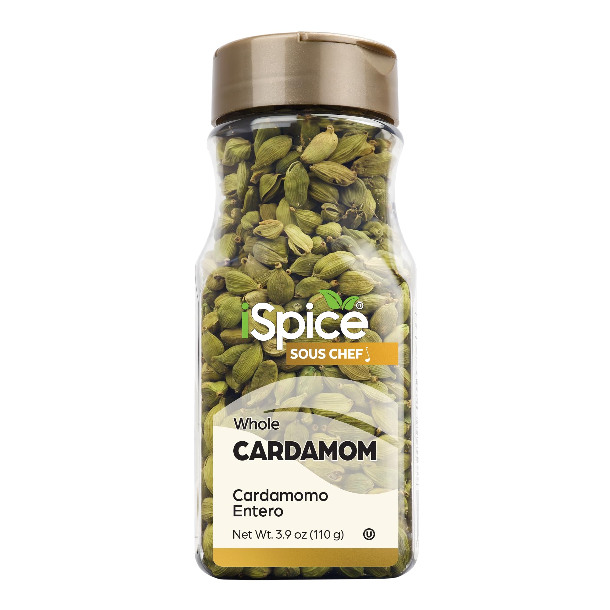 iSpice Cardamom seeds in spice jar closeup highlighting premium quality