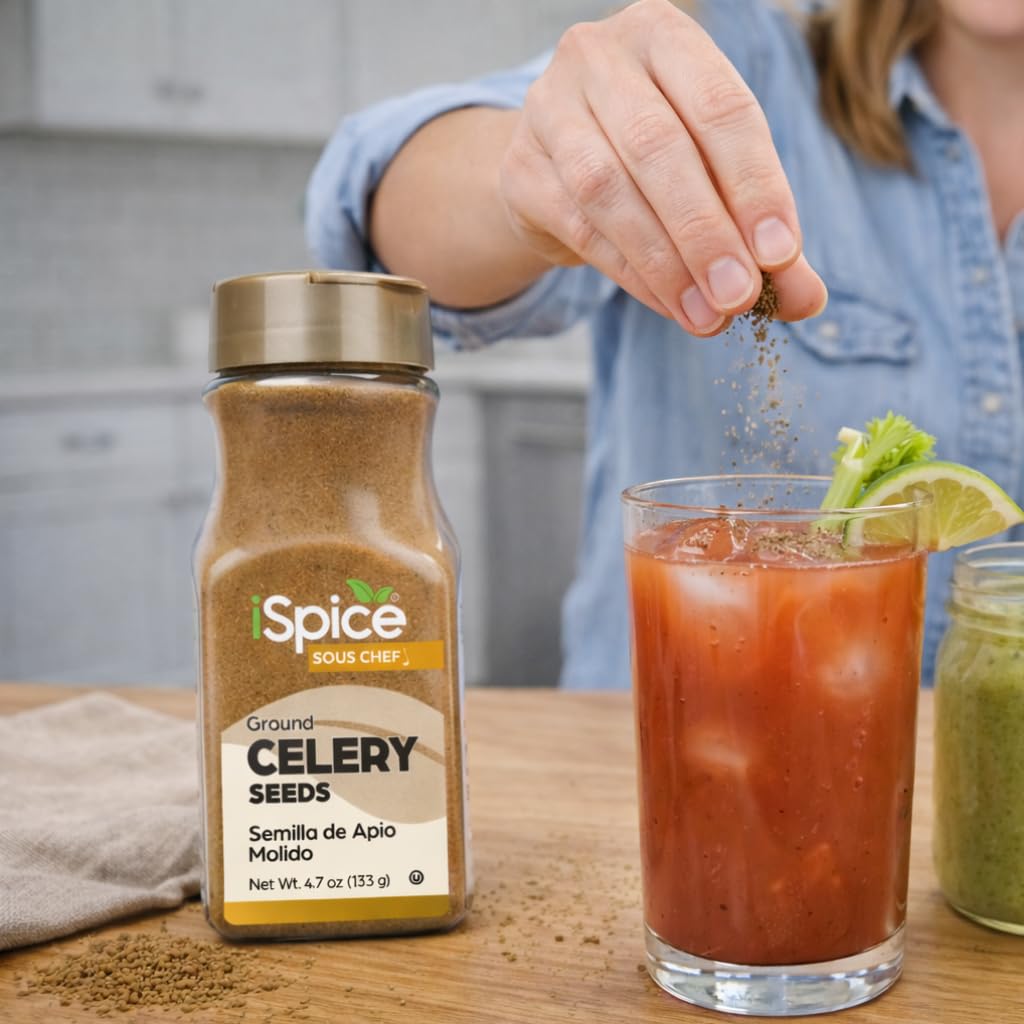 iSpice Celery Seed Ground bulk pack closeup emphasizing value and quality