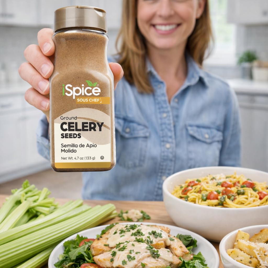 iSpice Celery Seed Ground dusting bowl in action for roasting and seasoning