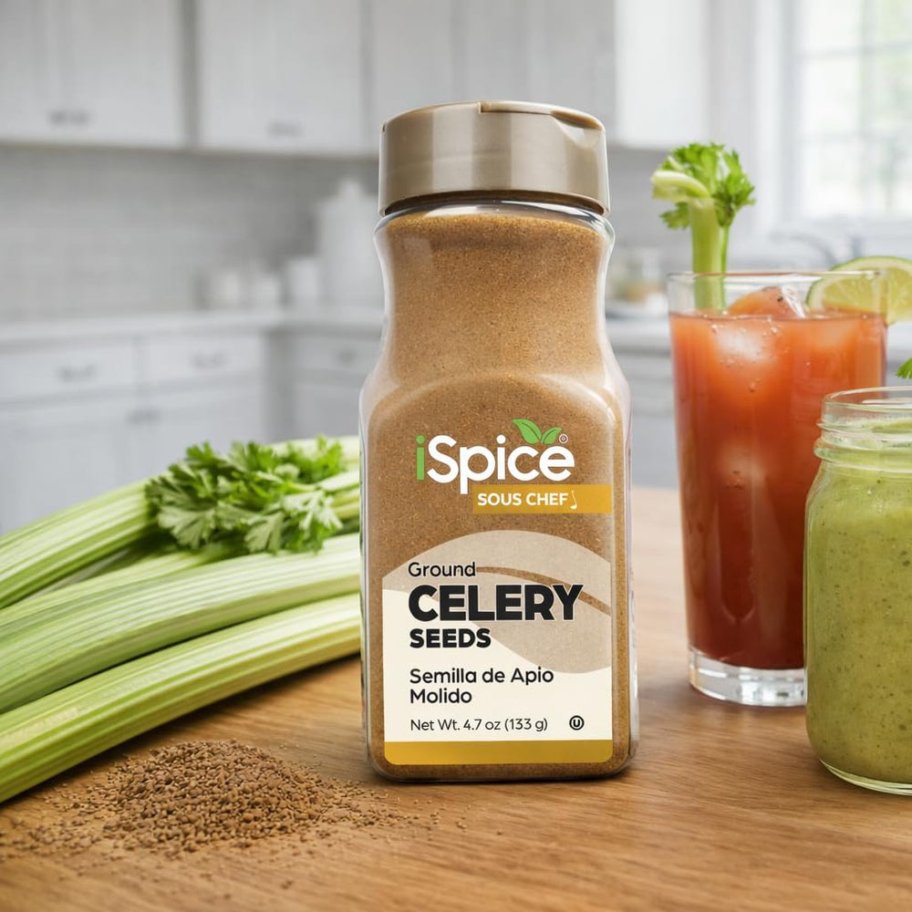 iSpice Celery Seed Ground meal prep scene showing versatile flavor across meals