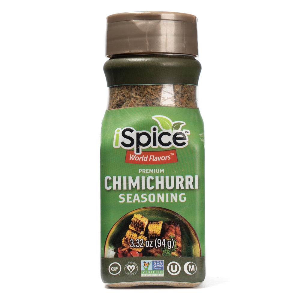 Front label of iSpice Chimichurri highlighting all-natural notes