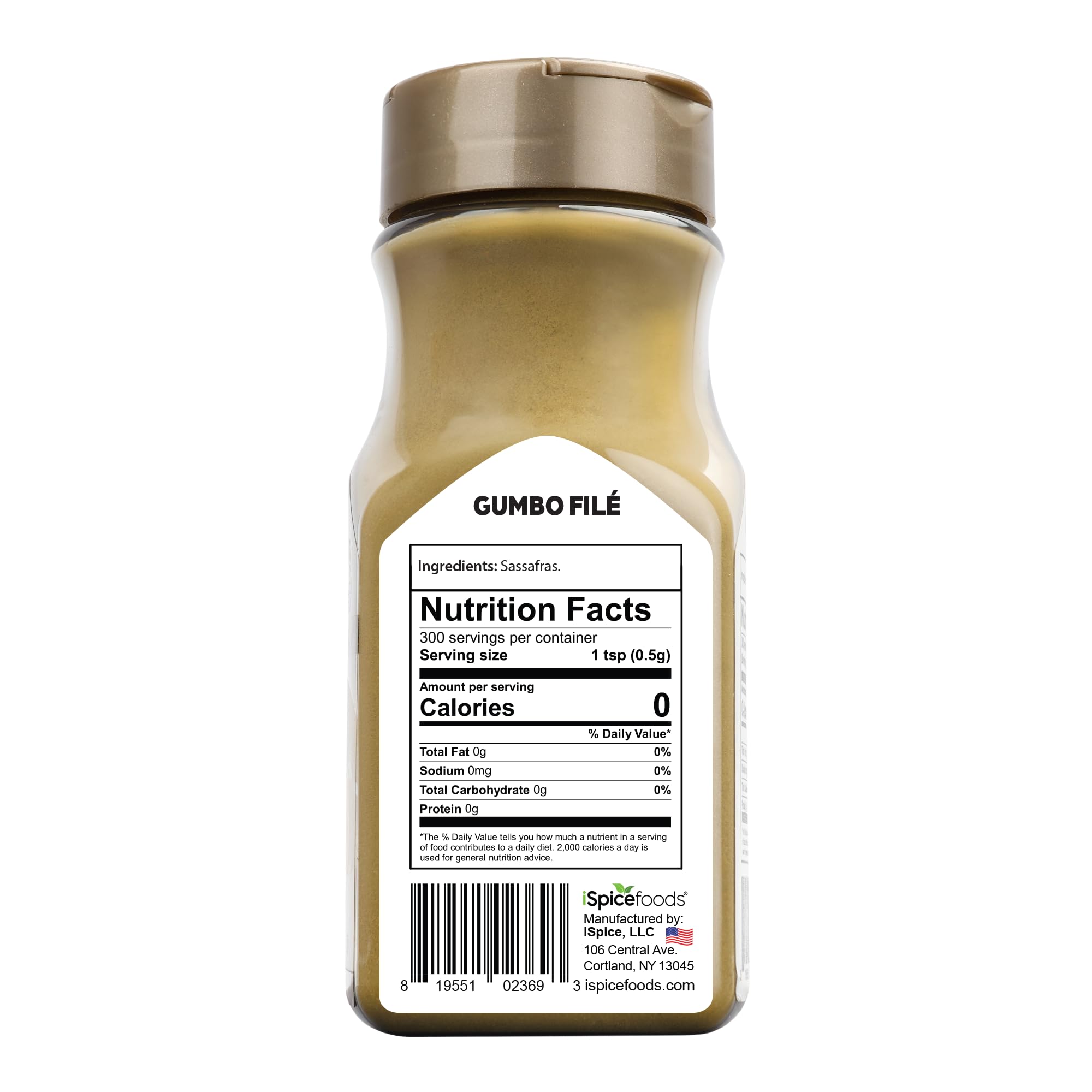iSpice Gumbo Filé Powder scoop measuring a portion for thickening.