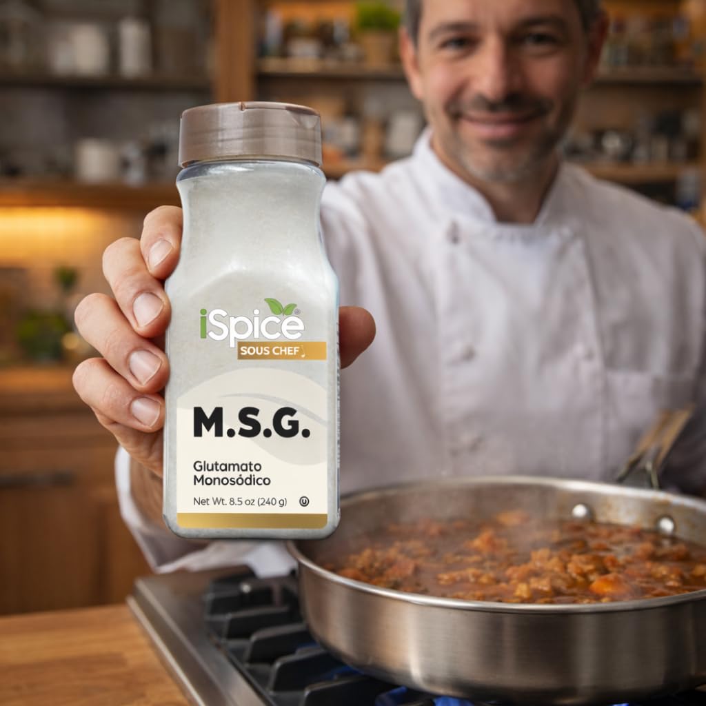 iSpice MSG Seasoning in soup pot for enhanced natural flavors.