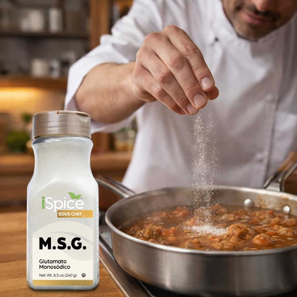 iSpice MSG Seasoning on vegetables dish for versatile vegetarian flavor.