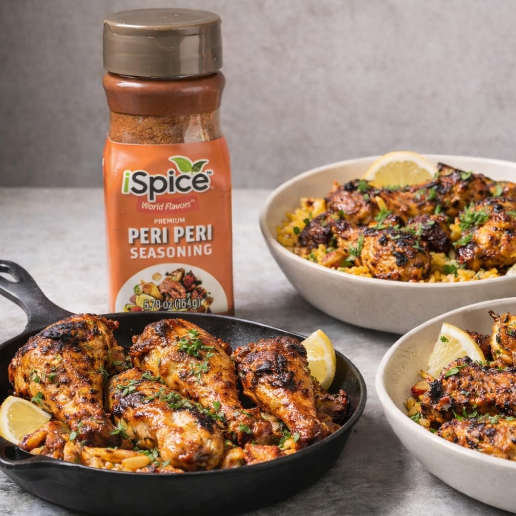iSpice Peri Peri seasoning on grilled chicken with bold heat.