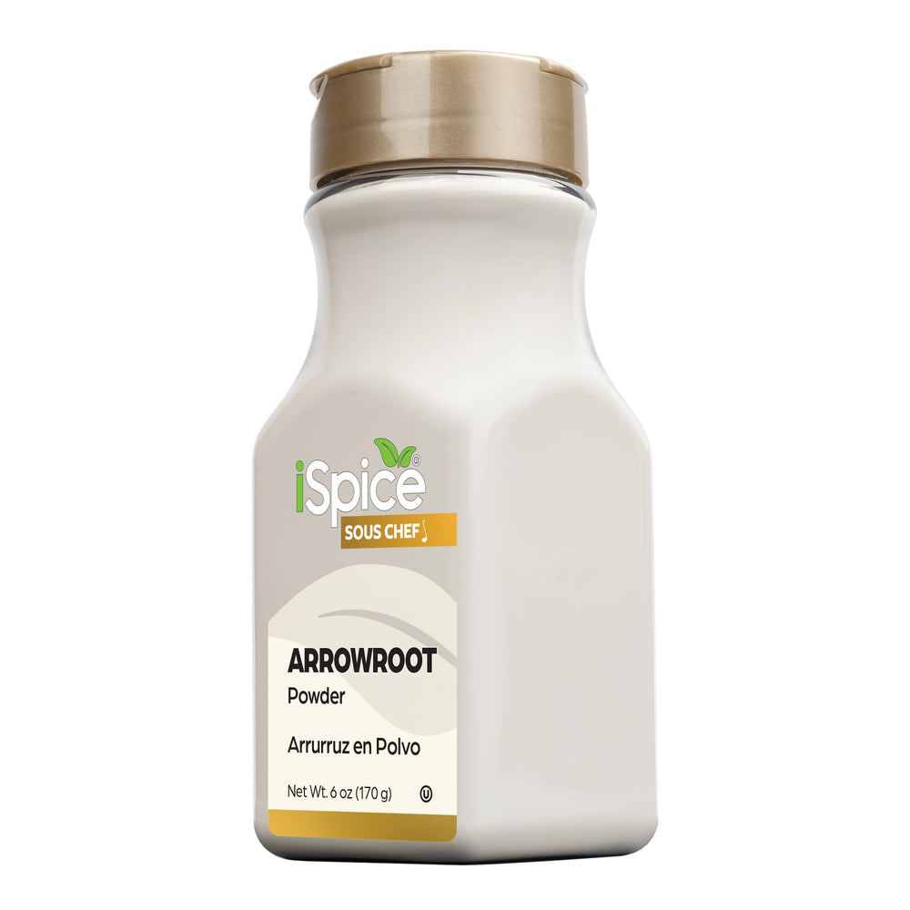 iSpice Premium Arrowroot Powder packaging with gluten-free labeling for cooking
