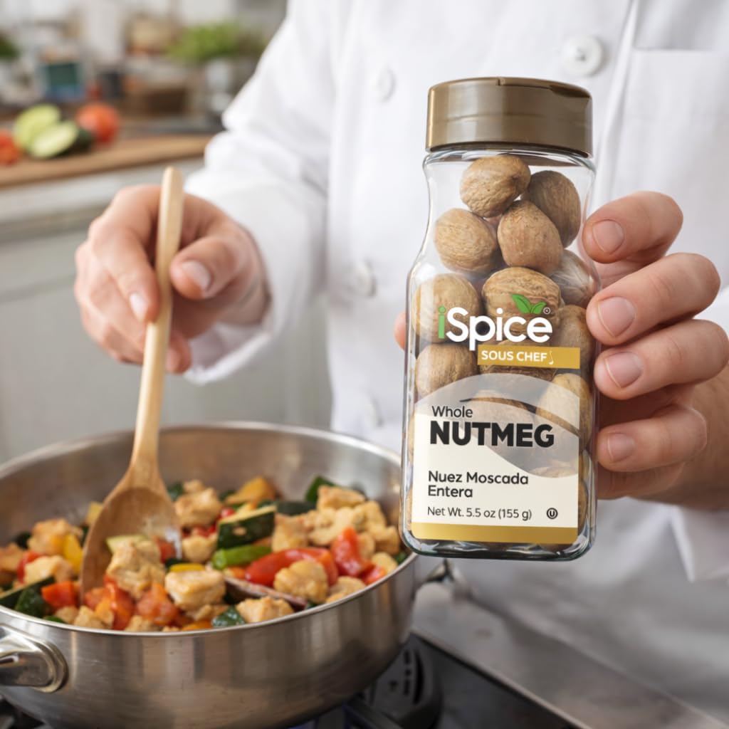 iSpice whole nutmeg used in baking and coffee for warm spice notes