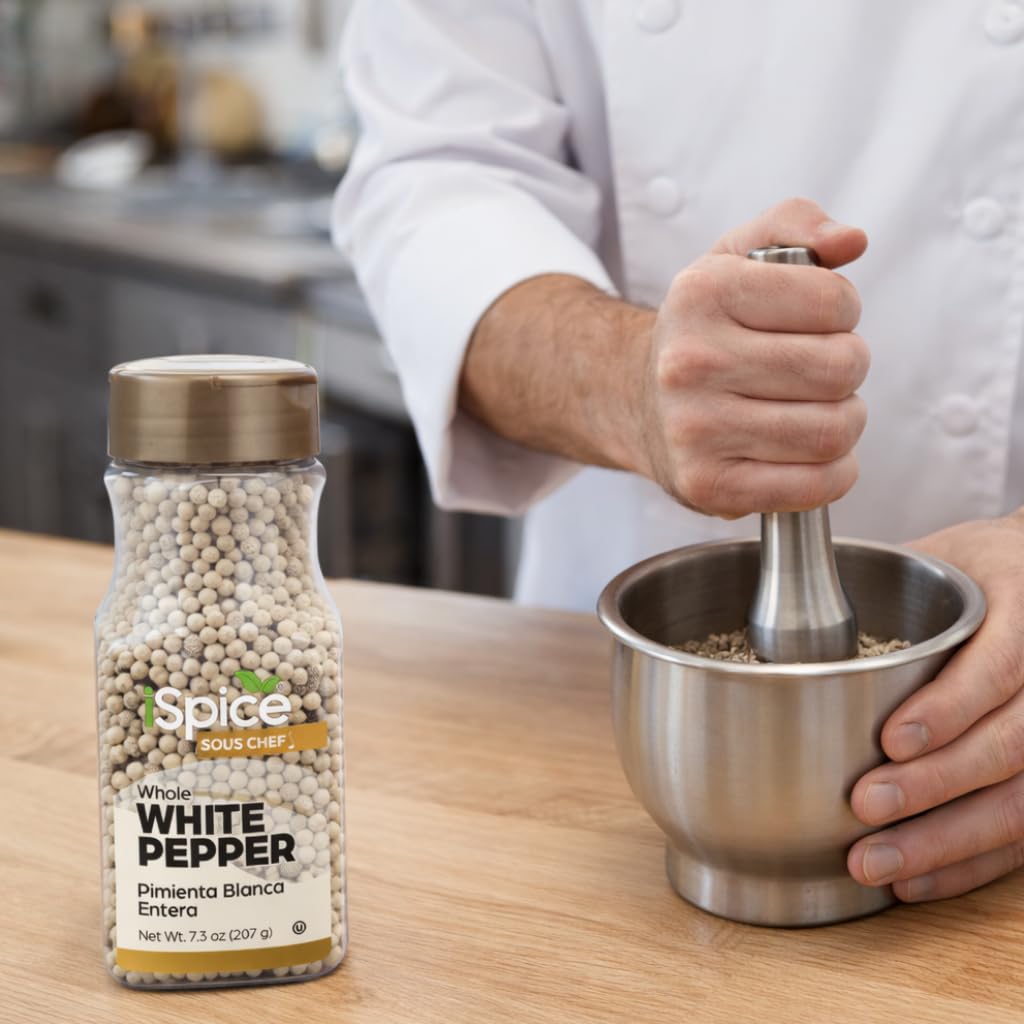 iSpice Whole White Peppers in soup scene add subtle warmth.