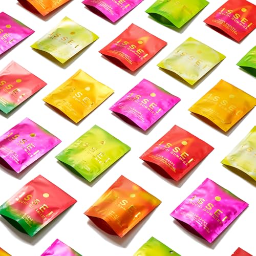 ISSEI Mochi Gummies natural color spectrum, dye-free from natural sources.