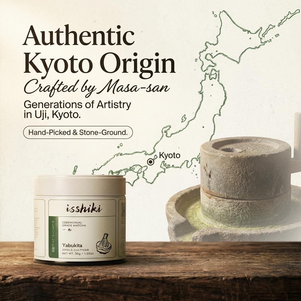 Artisan Masa-san carefully crafts Isshiki Matcha with generations of tradition.