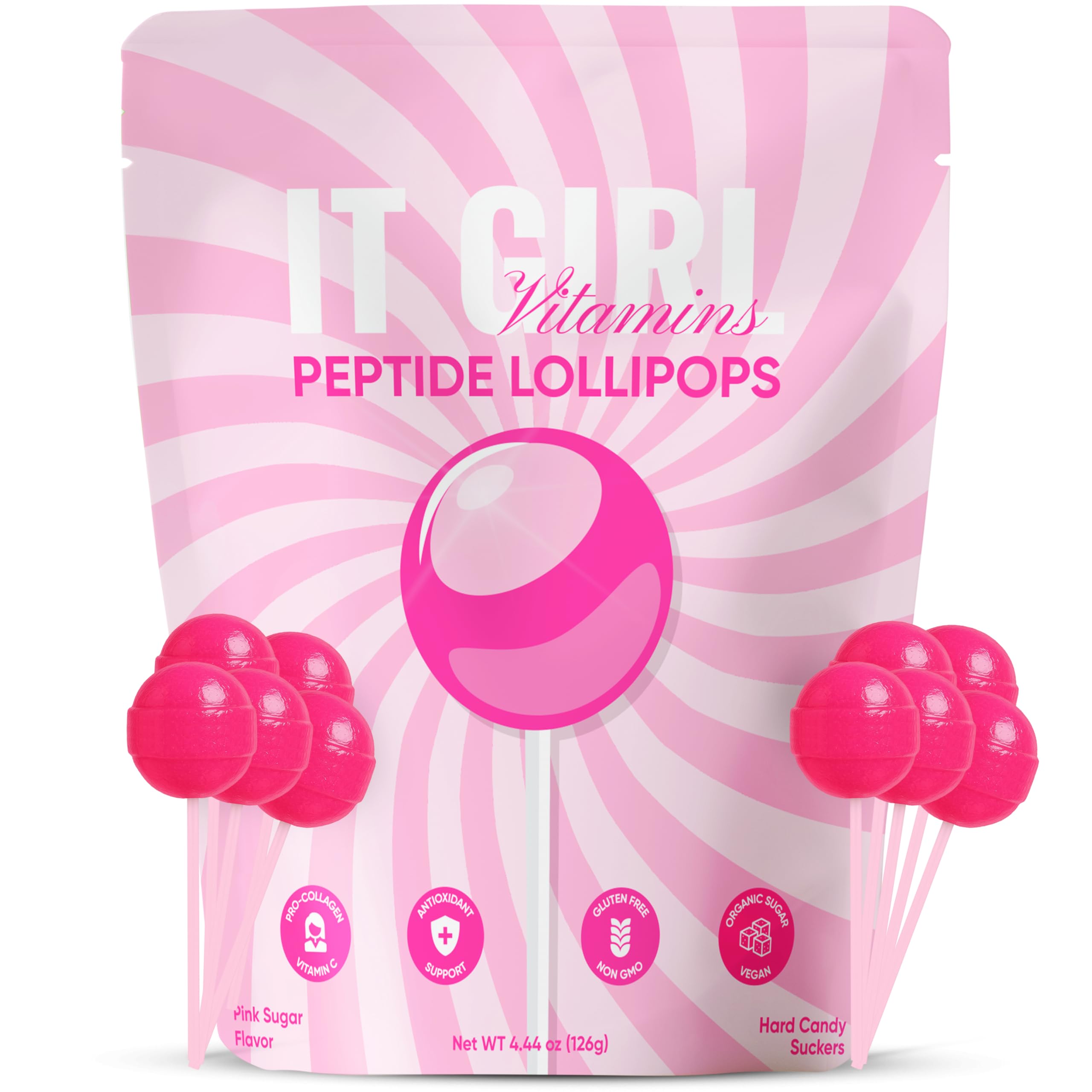 It Girl Vitamins beauty lollipop packaging highlights vegan ingredients for glow-from-within beauty