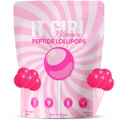 It Girl Vitamins beauty lollipop packaging highlights vegan ingredients for glow-from-within beauty