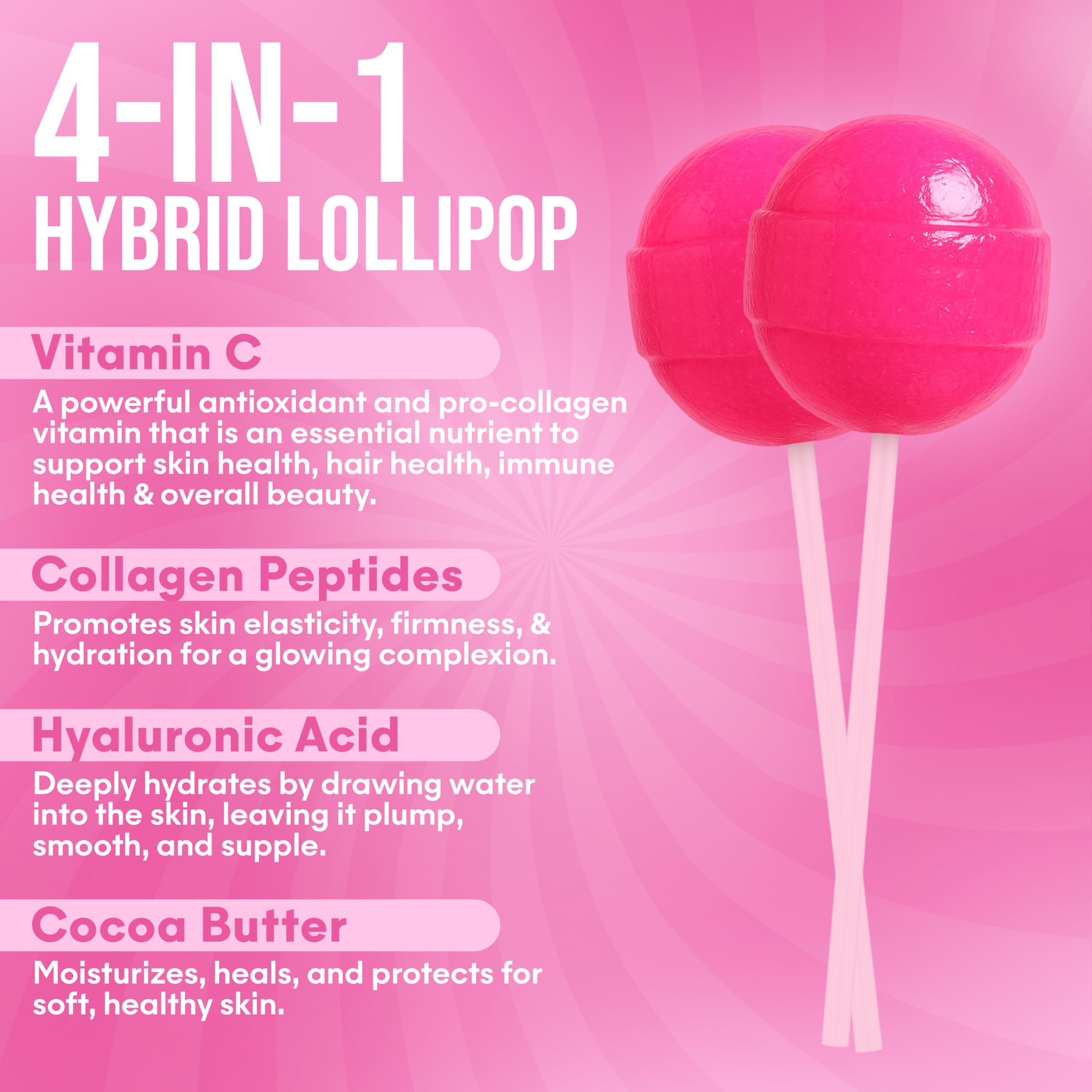 It Girl Vitamins collagen lollipop in hand conveys portable self-care