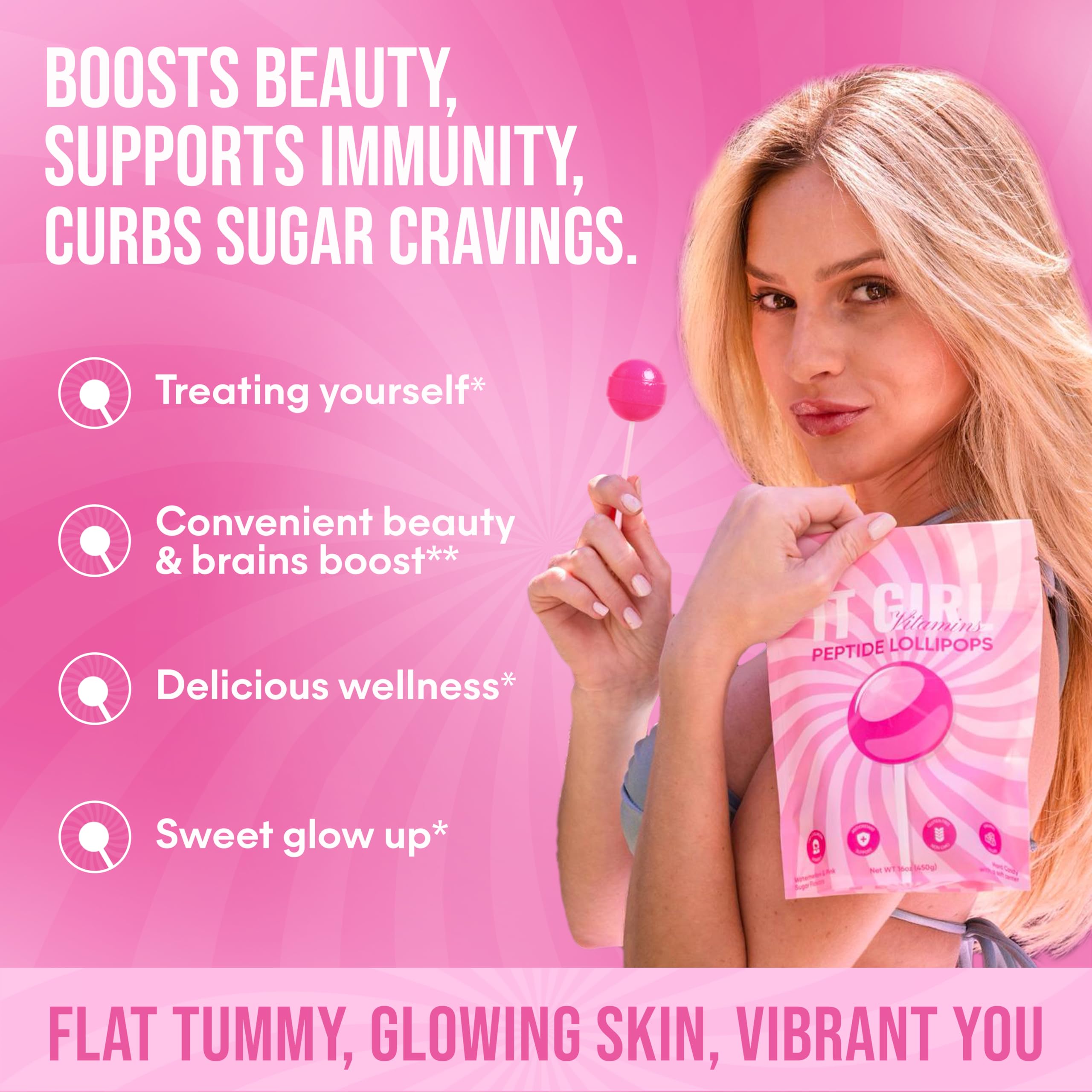 It Girl Vitamins collagen lollipop packaging seal communicates freshness and quality