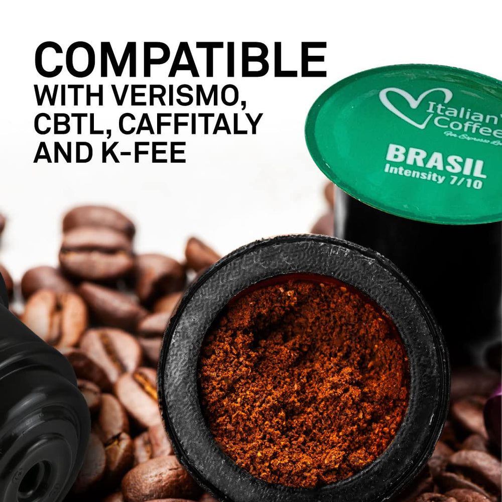 Italian Coffee for Espresso Lovers brew-ready capsules ideal for home or office use.
