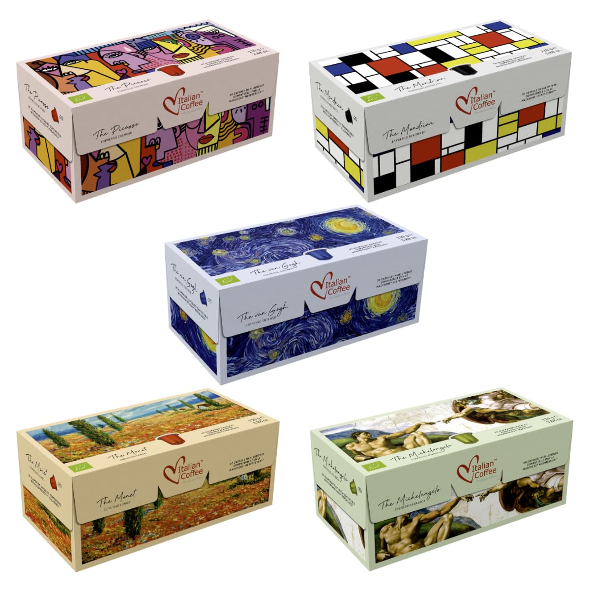 Italian Coffee For Espresso Lovers original pods sampler pack in aluminum for Nespresso Original machines.