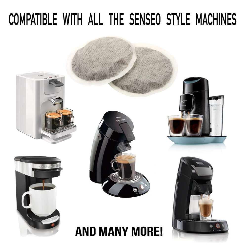 Italian Coffee Senseo pads sampler pack layout for three flavors