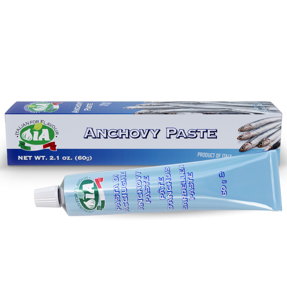 Italian for Flavour IA anchovy paste in open tube speeds weeknight meals.