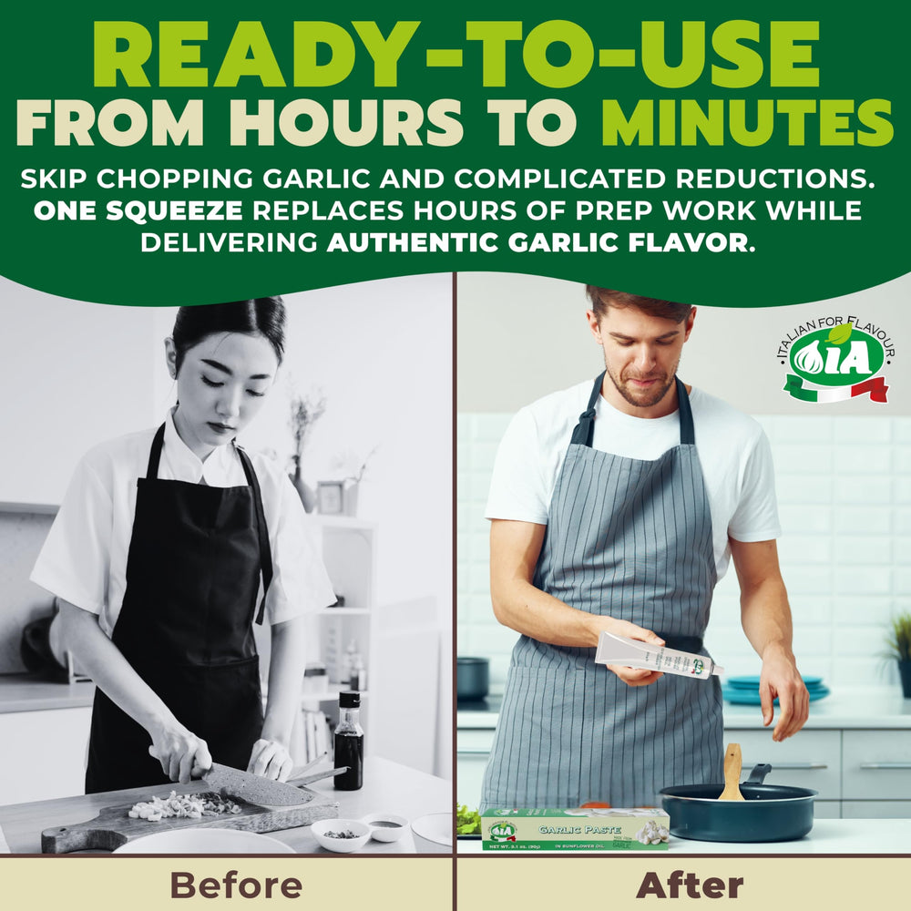 IA Garlic Paste in a pan for sautéing and easy sauces.