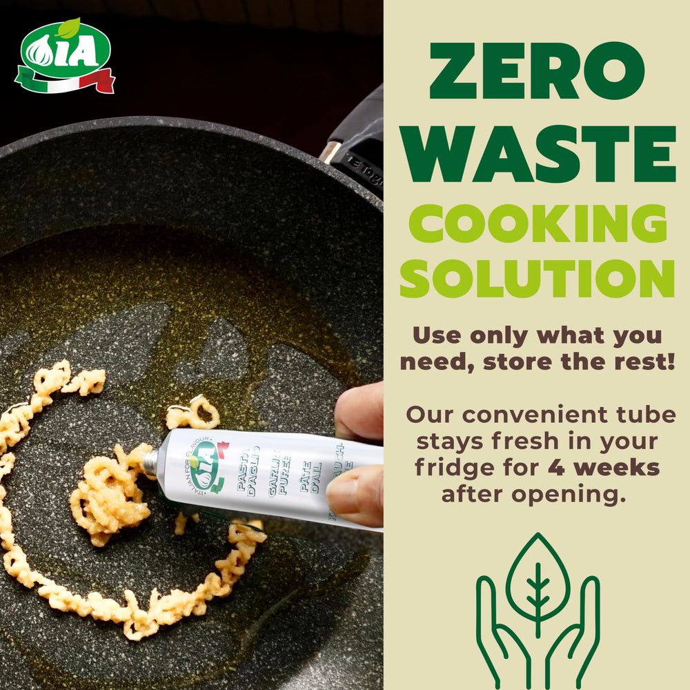 IA Garlic Paste on a pasta dish adds bold flavor in minutes.