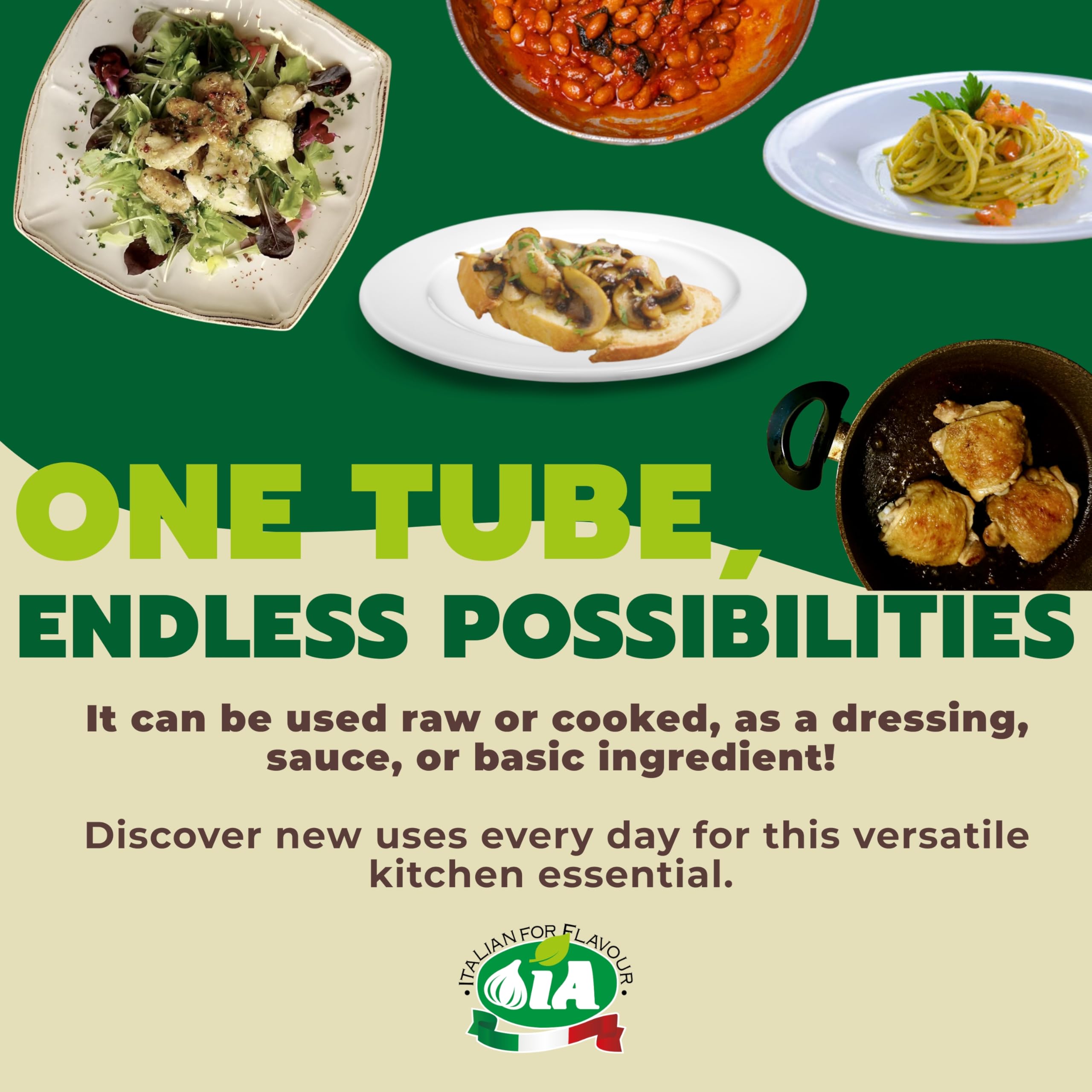 IA Garlic Paste for sauces and marinades, no chopping needed.