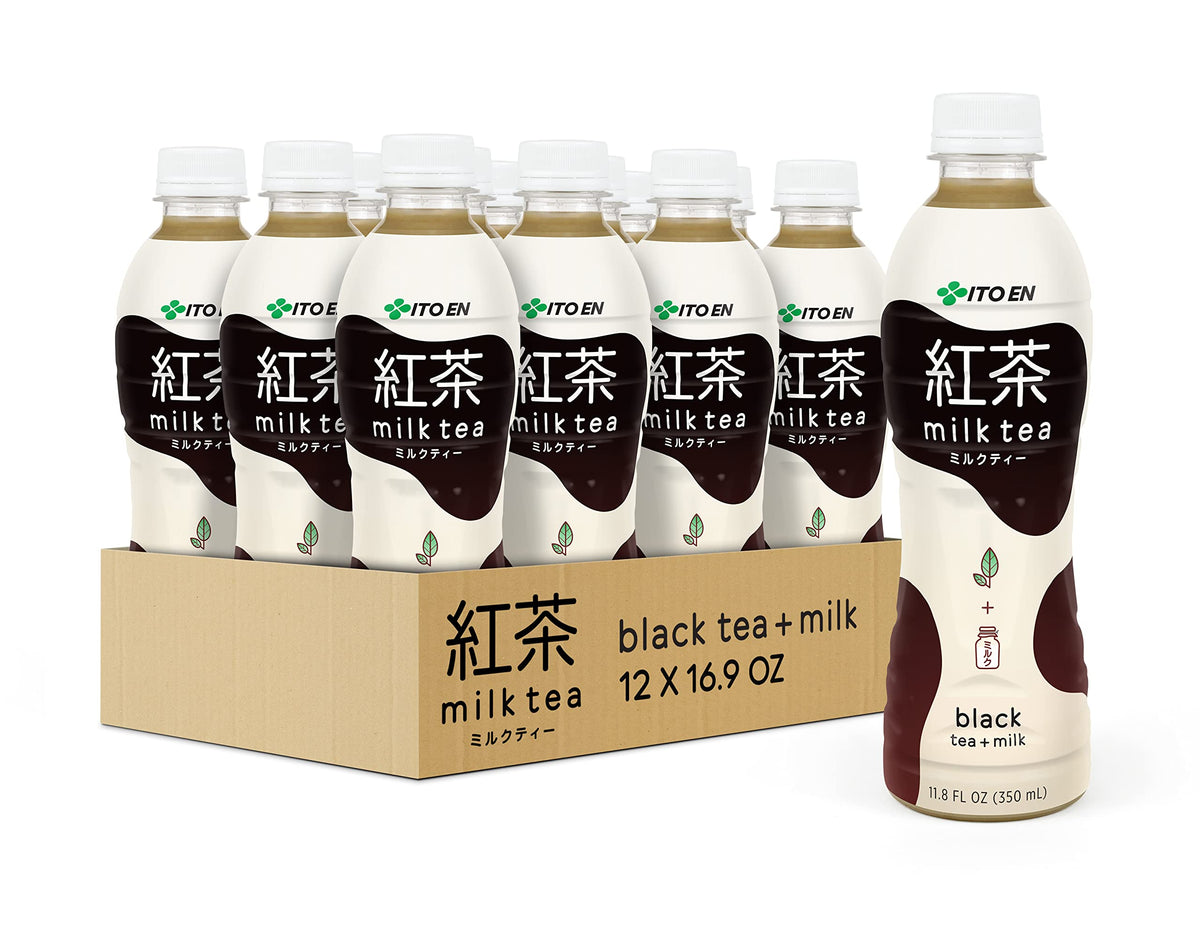 Ito En Black Milk Tea bottle pour shows rich flavor and creamy sweetness.