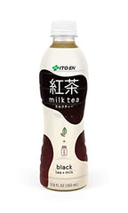 Ito En Black Milk Tea texture close-up reveals creamy consistency.