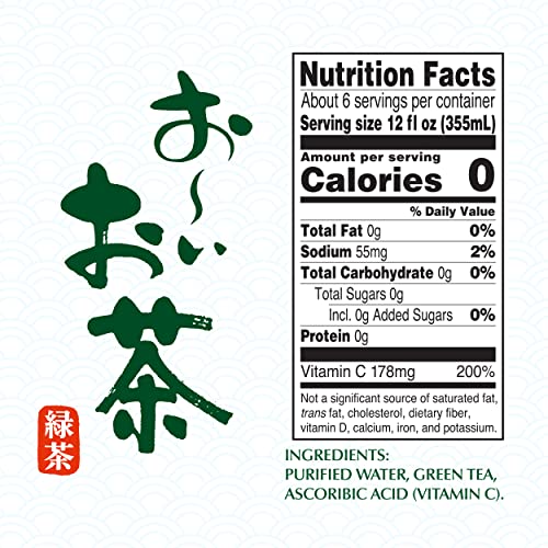 ITO EN Oi Ocha bottle label highlights sugar-free, zero-calorie flavor.