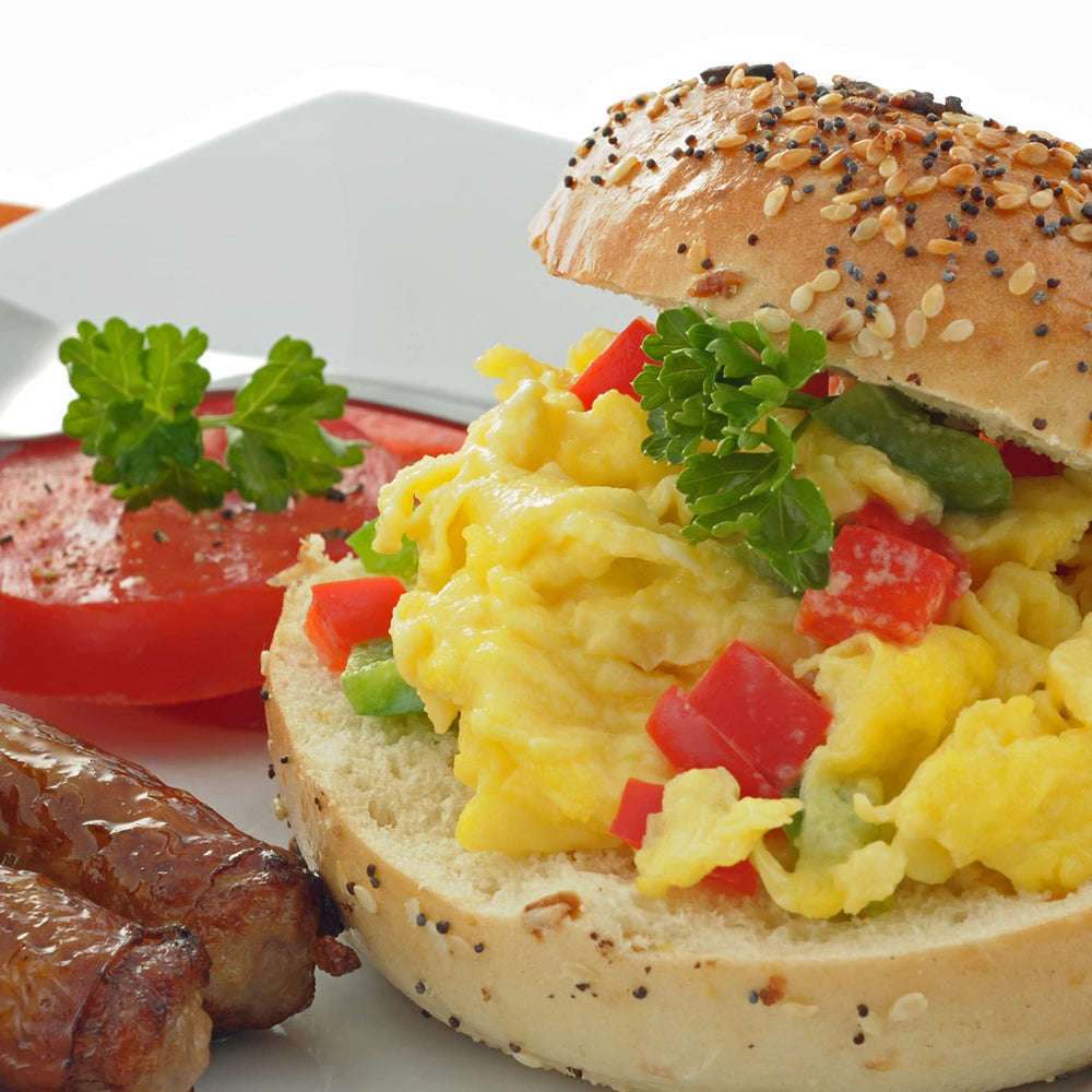 It's Delish bagel seasoning on a bagel for savory crust enhancement