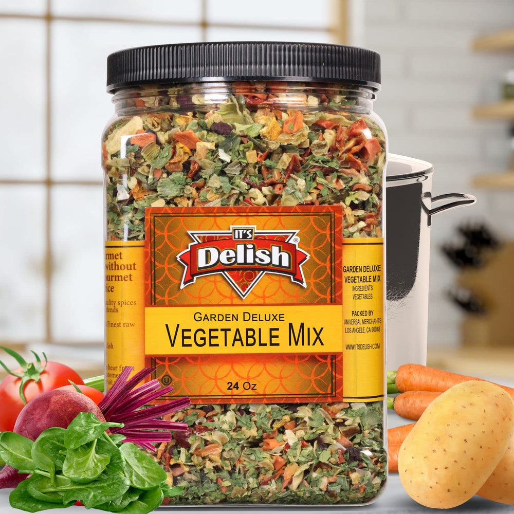 It's Delish jumbo one-point-five-pound container ready for quick soups and stews
