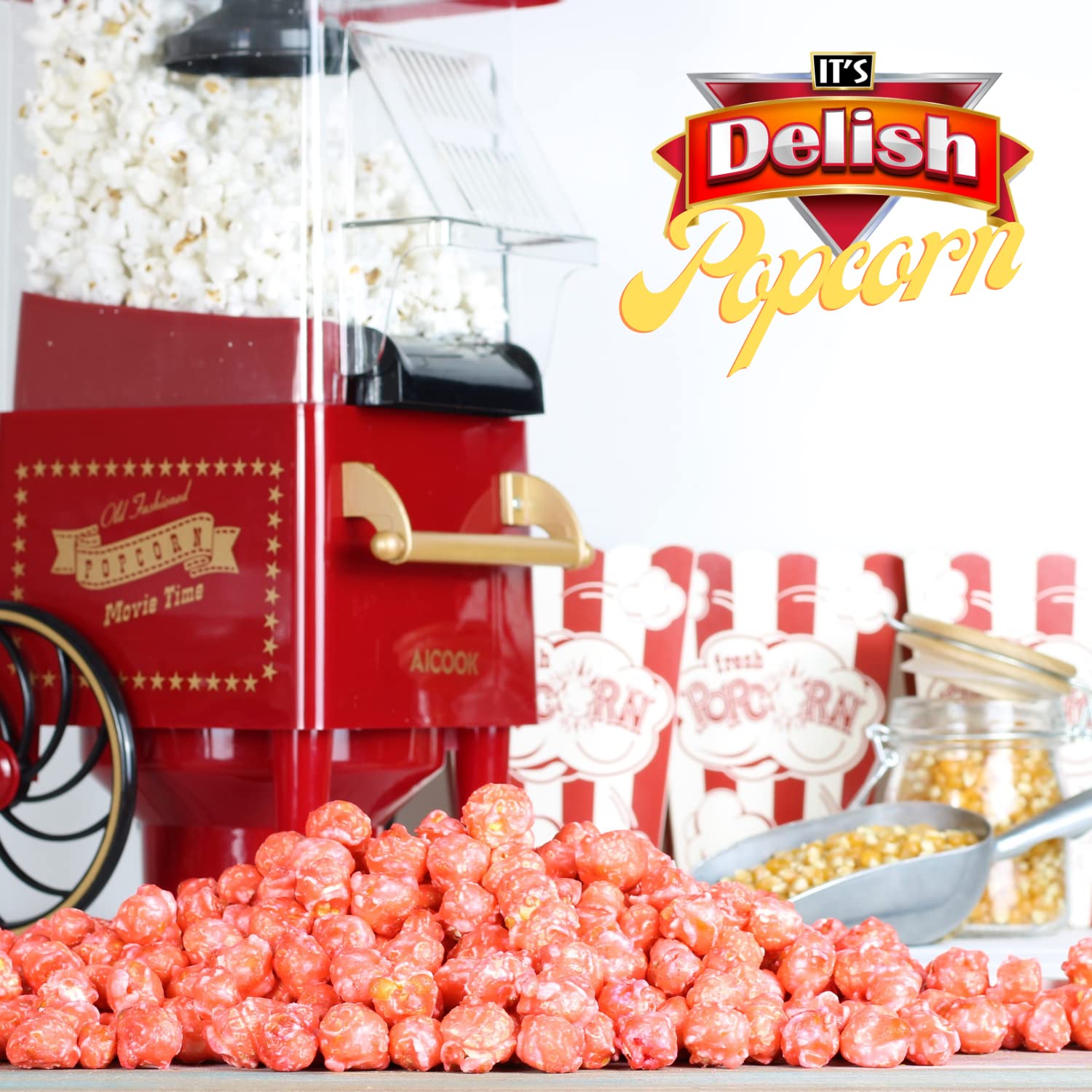 It's Delish kosher vegan popcorn, USA-made and dairy-free.