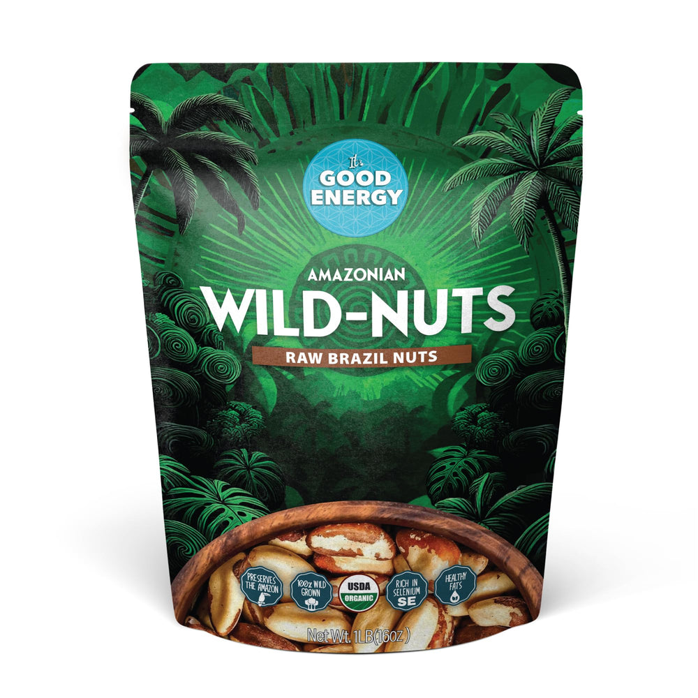 It's Good Energy Brazil Wild Nuts pack-front—sustainably wild-harvested snack.