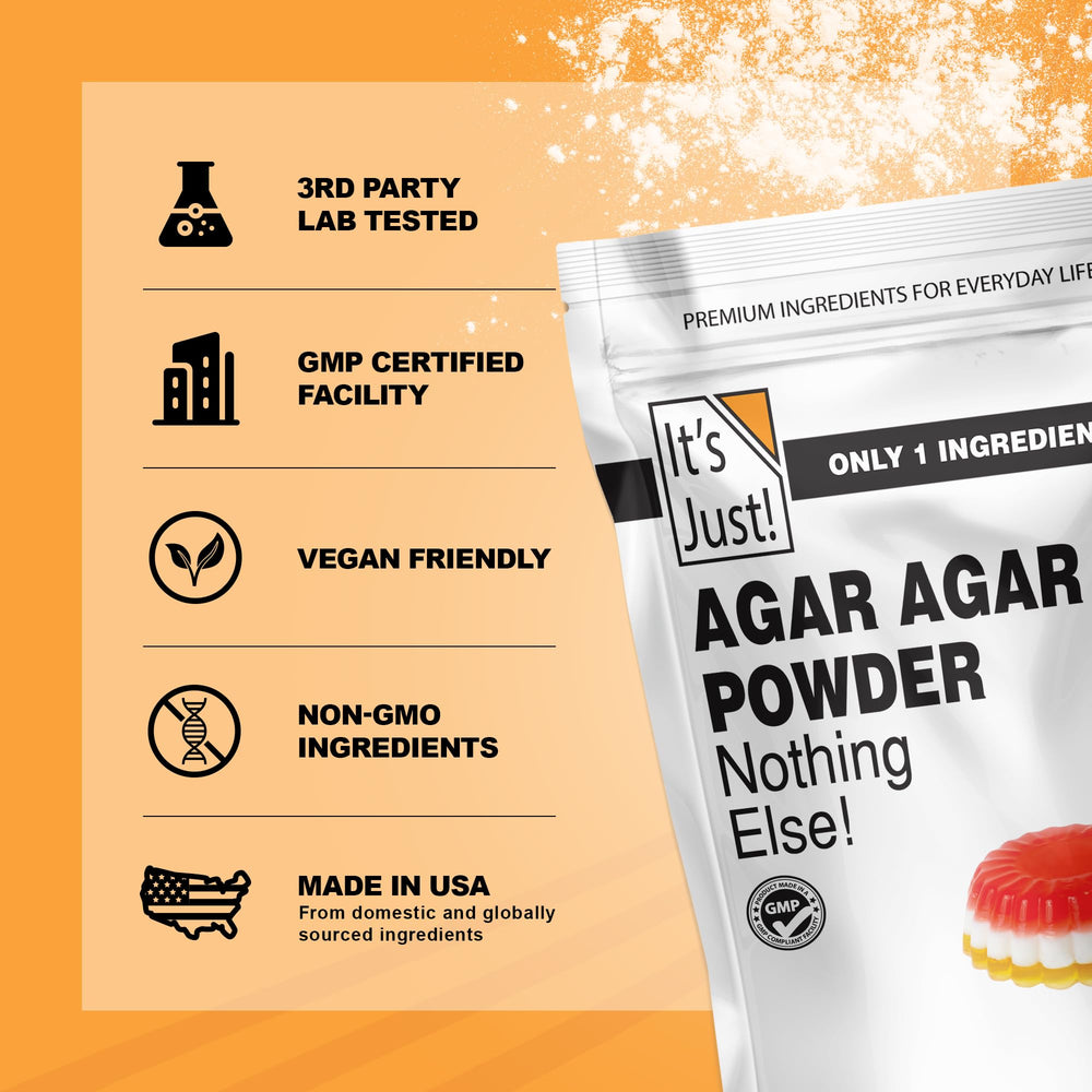Its Just! Agar Agar Powder thickens sauces and soups without altering flavor.