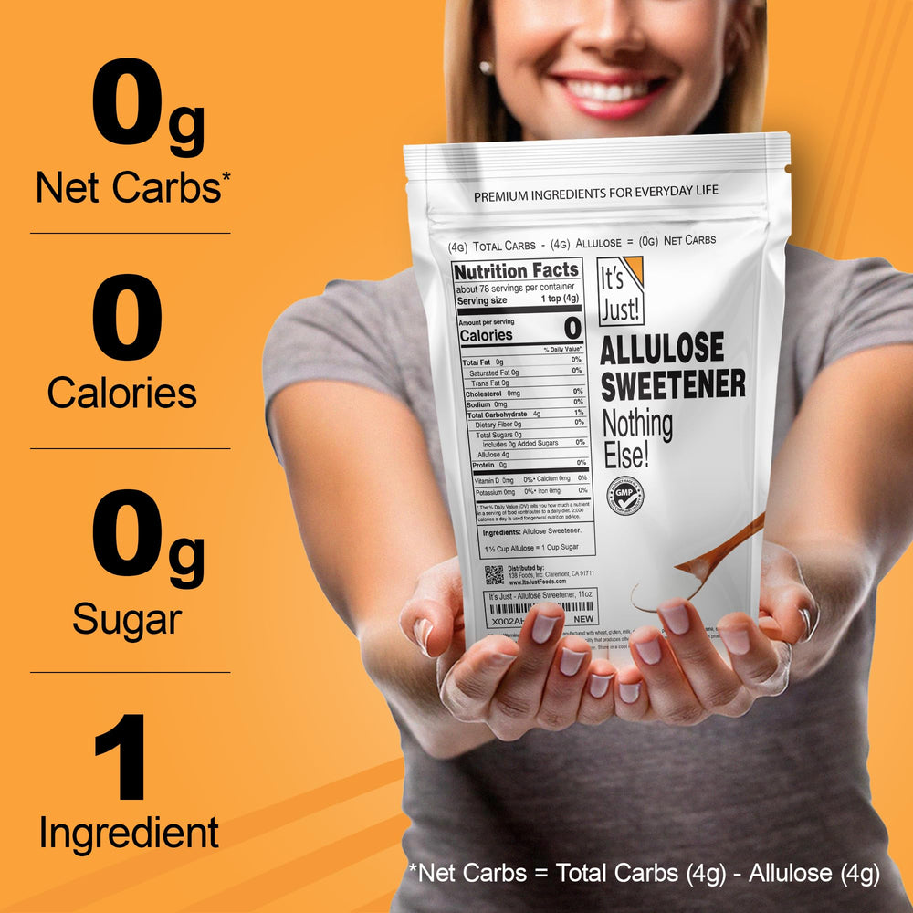 It's Just! Allulose used in baking desserts for light texture and browning.